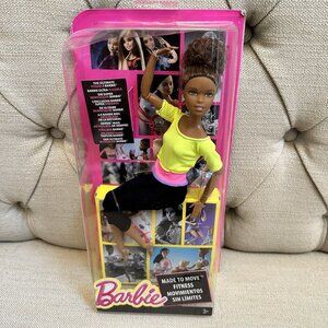 Barbie Made to Move AA Yellow Top Yoga Doll Curly Hair African American Black